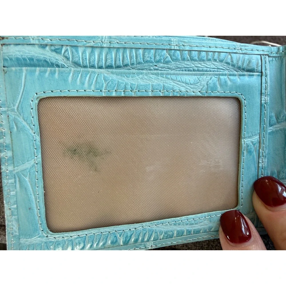 Roberta Di Camerino VTG Aqua Croc Emboss Leather Wallet Gold Trompe-L'oiel Italy